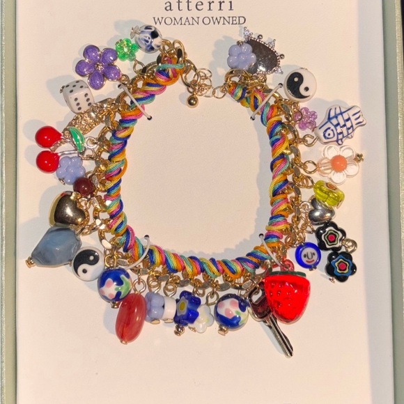 Viral Atterri Multicolor Ceramic & Cubic Zirconia multi colored charm Bracelet